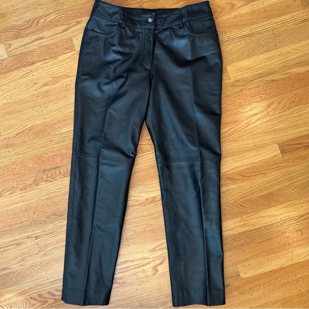 Revue Black Lamb Leather Pants Sz 8, Lined